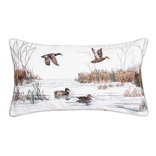 In The Marsh Duck Indoor Outdoor Lumbar Pillow