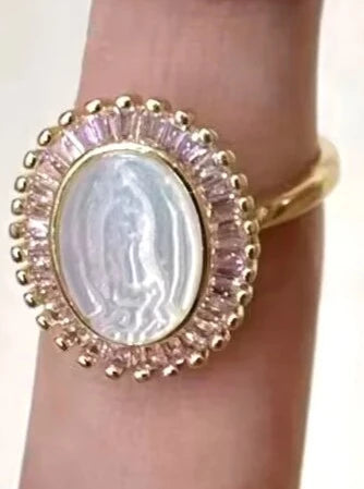 Mother of Pearl Virgin Mary Ring - Assorted Colors