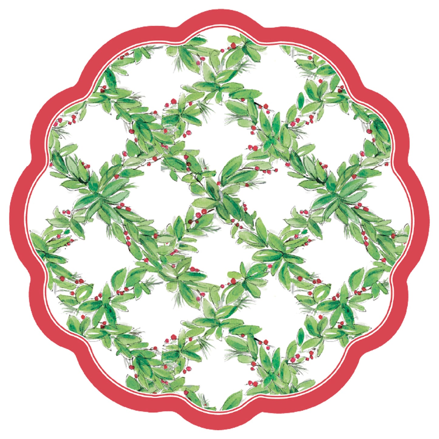 Holly Berry Scalloped Appetizer/Dessert Bowl