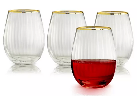 Gold Rocher Stemless Wine Glass