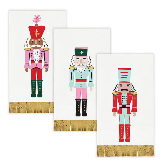 Foil Guest Napkins - Set of 3 Nutcrackers - 24ct