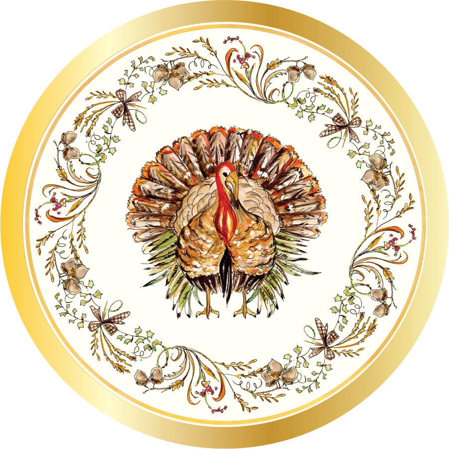 Turkey & Gourds Wavy Appetizer/Dessert Bowl