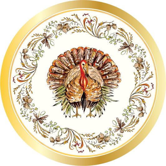 Turkey & Gourds Wavy Appetizer/Dessert Bowl