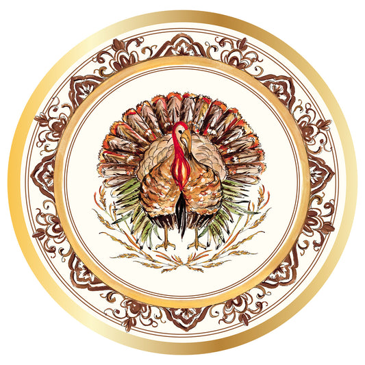 Turkey & Gourds Wavy Dinner Plate