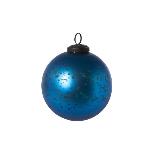 Antique Matte Blue Glass Ball Ornament - Medium