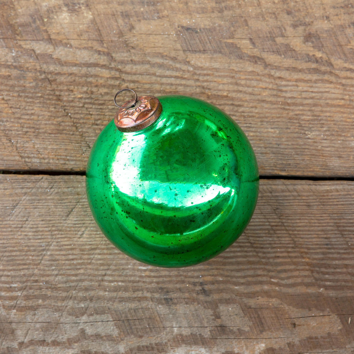 Antique Shiny Emerald Glass Ball Ornament Extra Large