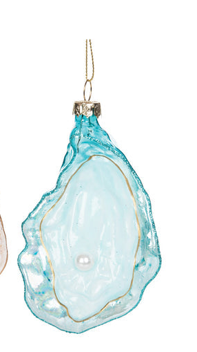 Blown Glass Oyster Shell Ornament (2 Colors)