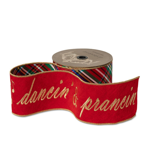 Dancin' & Prancin' Script Red Plaid Ribbon