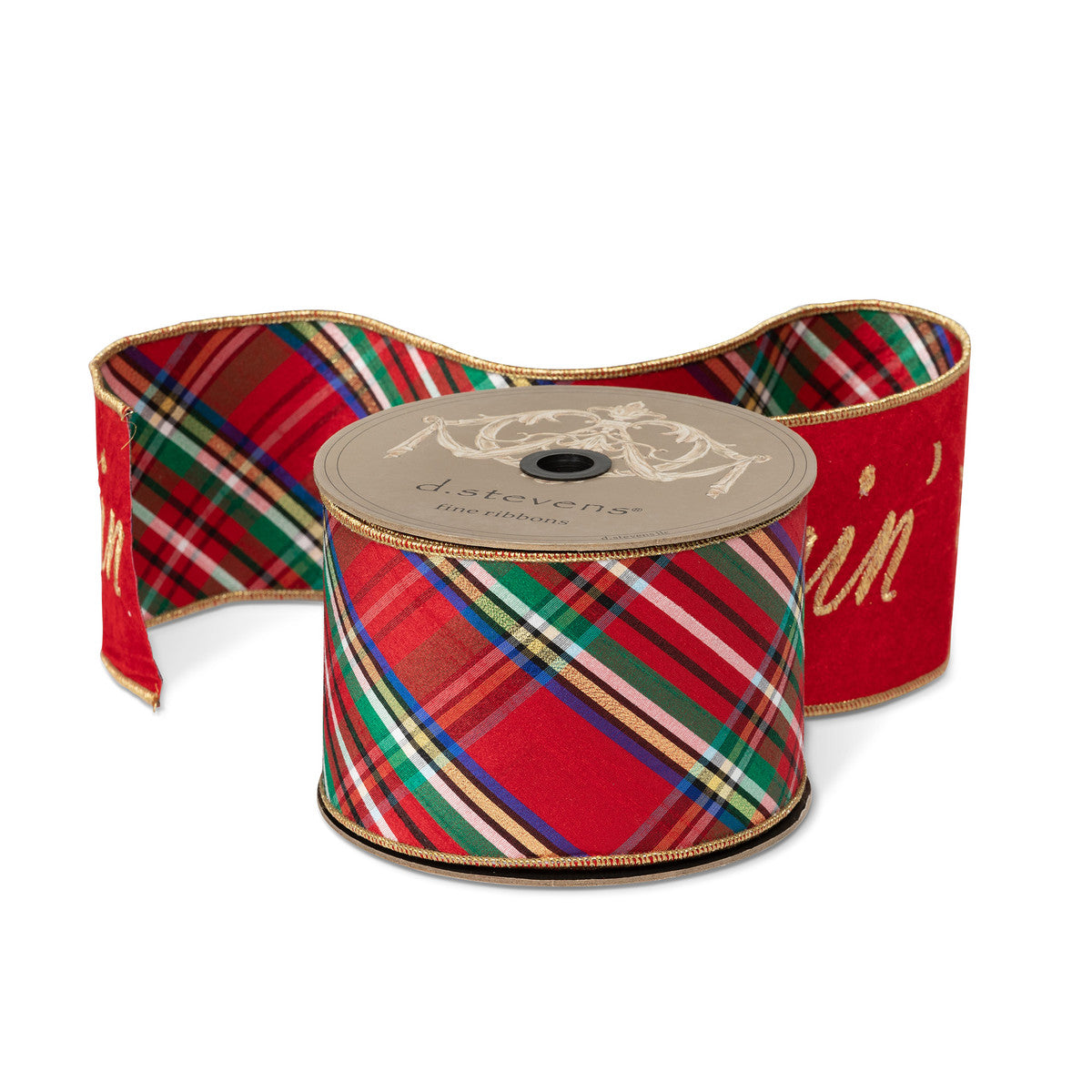 Dancin' & Prancin' Script Red Plaid Ribbon