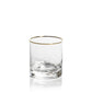 Negroni Hammered Double Old Fashioned Glass - Clear w/Gold Rim