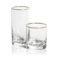 Negroni Hammered Double Old Fashioned Glass - Clear w/Gold Rim