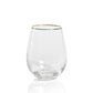 Negroni Hammered Stemless All Purpose Glass - Clear w/Gold Rim