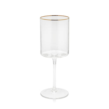 Optic Red Wine Glass w/Gold Rim