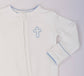 Pip Embroidered Zip Romper -Blue Cross: 0-3 mo