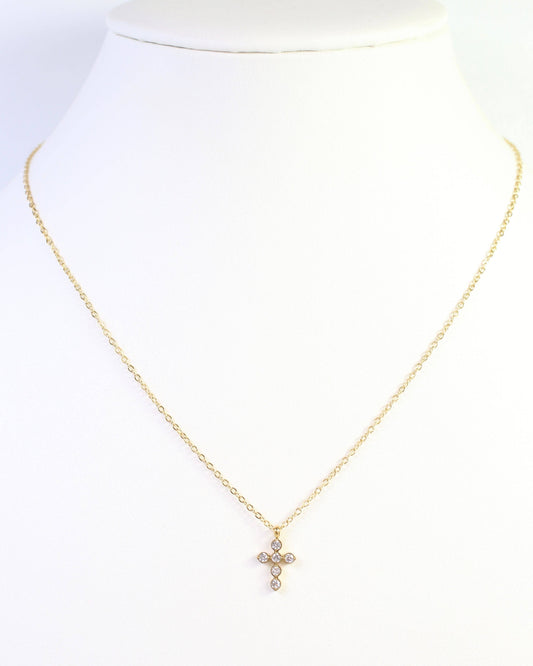 Hyannis CZ Cross Necklace Gold