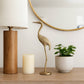 Figurine - Gold Metal Standing Crane Gleaming Finish, 16 in.