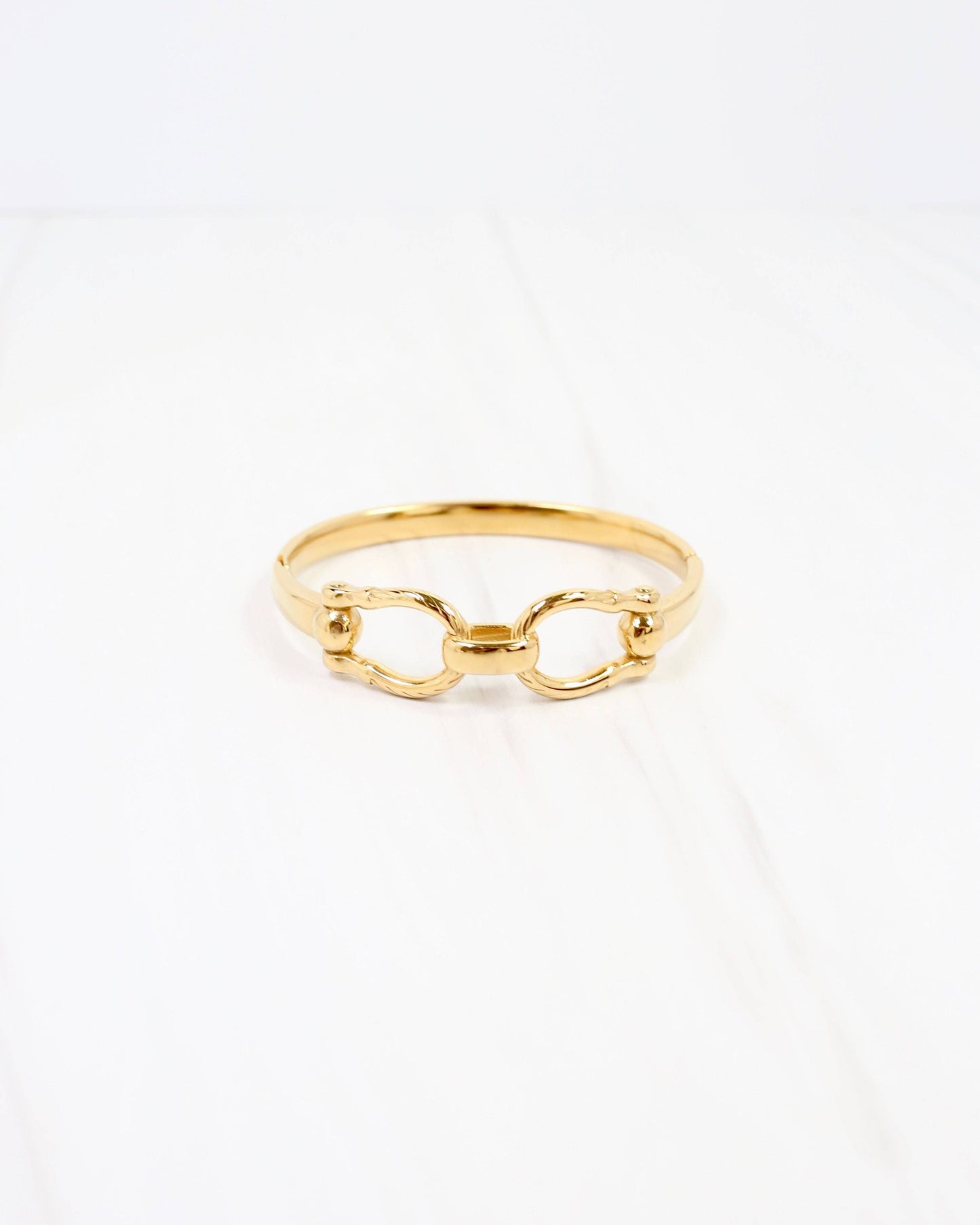 Lockport Horsebit Hinged Bracelet WP Gold