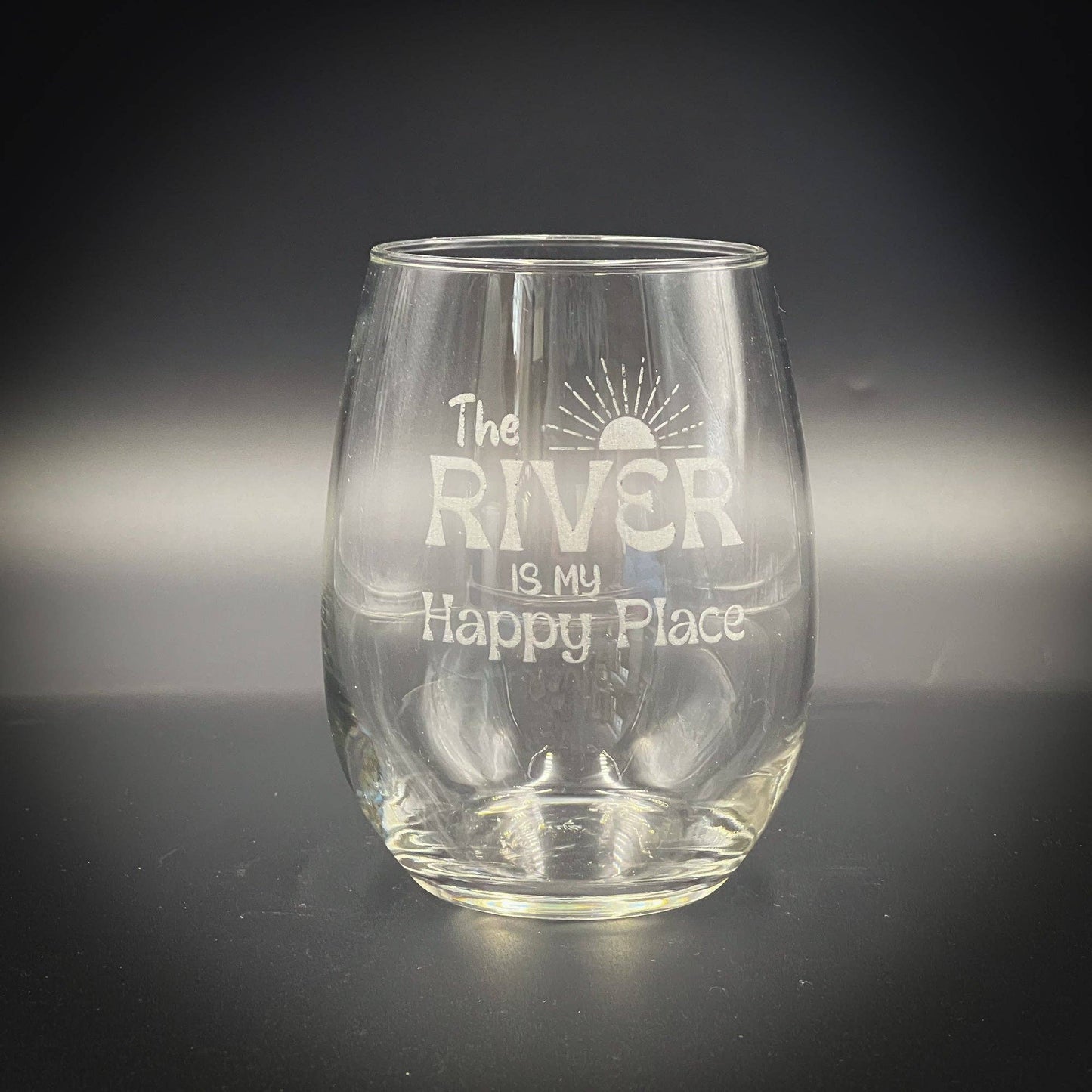 The River  is my Happy Place - 15 oz Stemless Glass