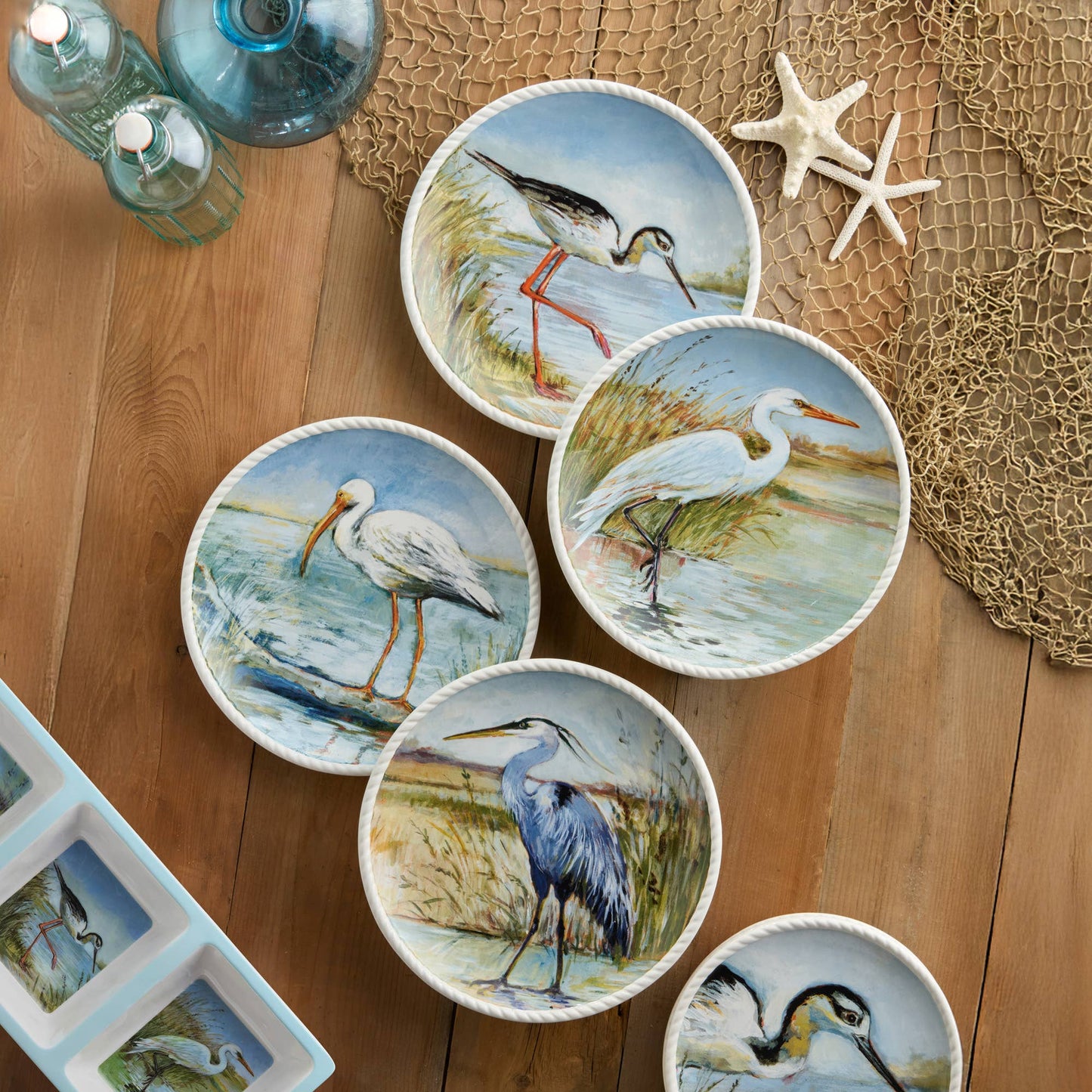 Coastal Birds Canape Plates, 6" 4 asst.