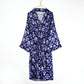 Navy Fan Satin Robe: Large/Extra Large