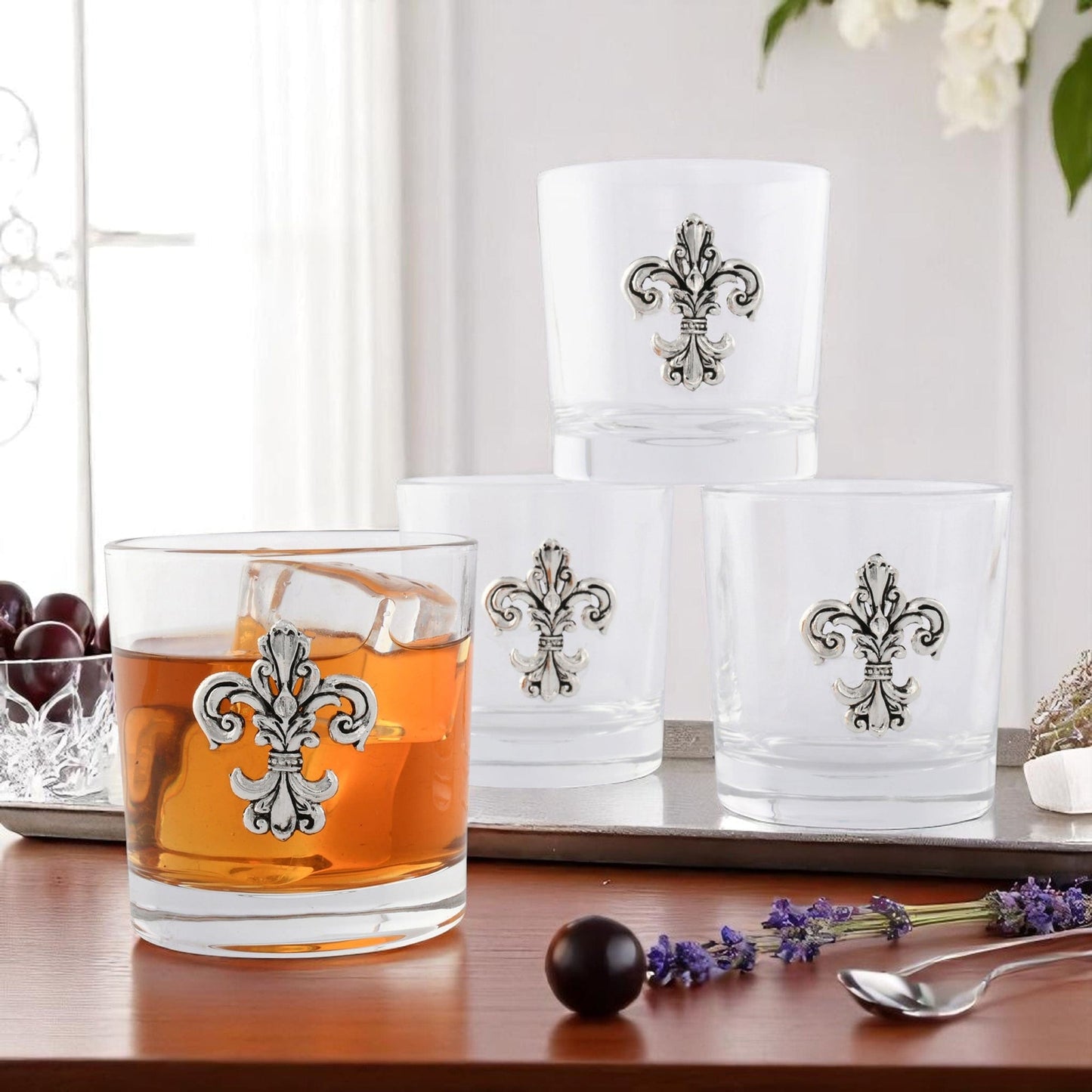 Fleur-De-Lis Bar Glasses (Set of 4)