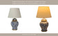 Table Lamp - Blue Ceramic Chinoiserie Floral Birds, 19 in.
