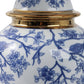 Table Lamp - Blue Ceramic Chinoiserie Floral Birds, 19 in.