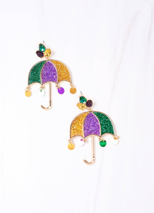 Glitter Parasol Embellished Earring MULTI