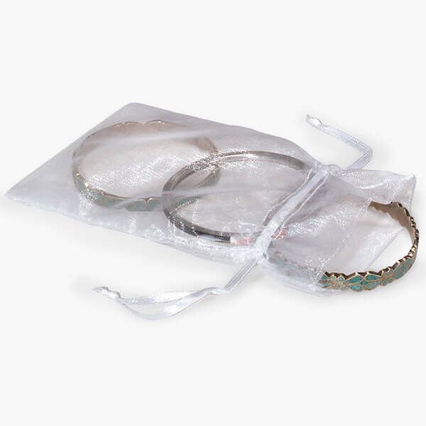 Organza Sheer Drawstring Bags: Hunter Green / 10 Pack / 4x6"