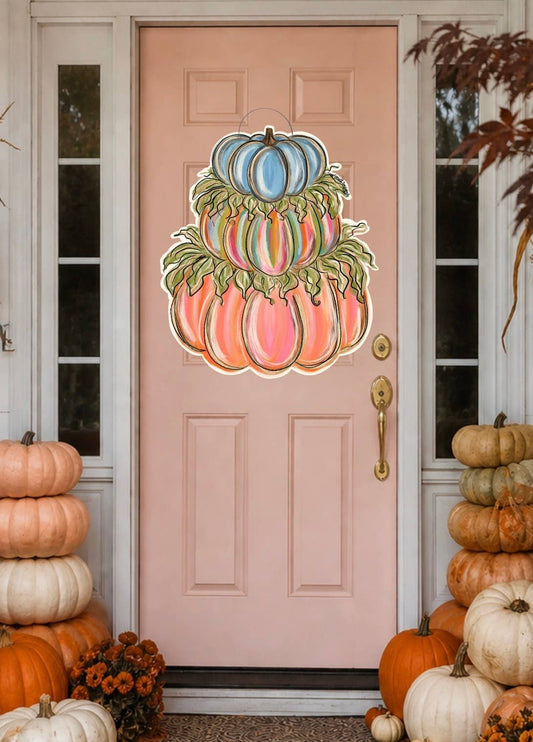 Bright Stacked Pumpkins