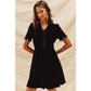 CHRISTMAS HOLIDAY VELVET RUFFLED MINI DRESS: BLACK / XL