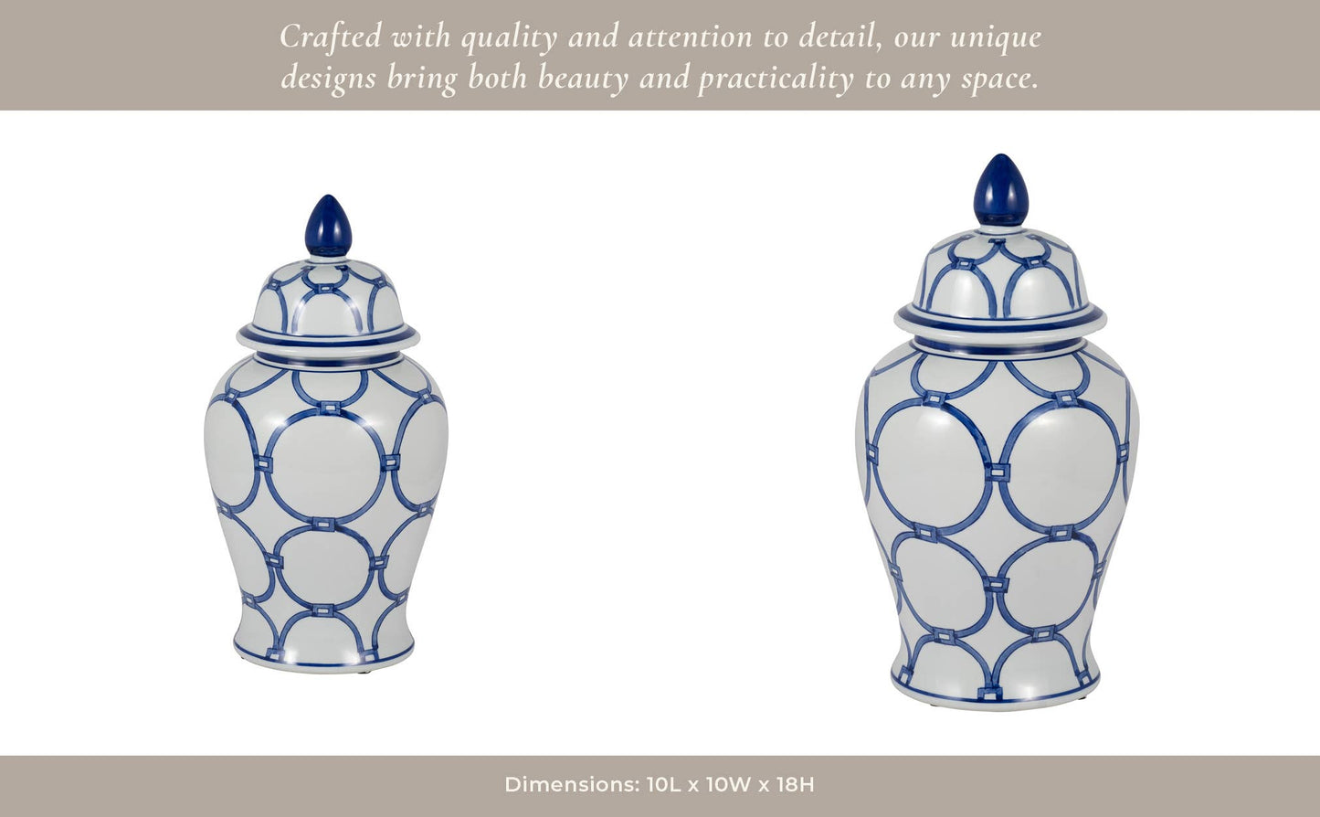 Ceramic Classic Links Decorative Temple Jar - Blue, 18 in.