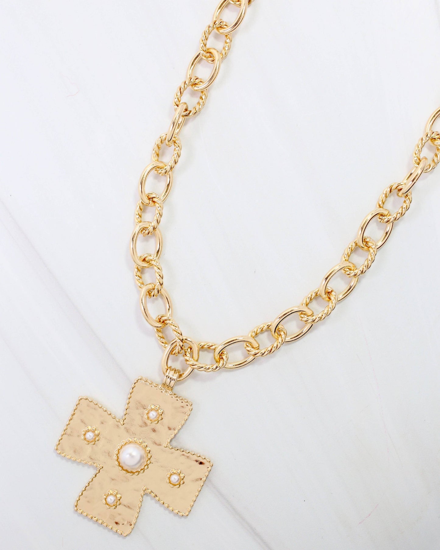Cayce Small Cross Charm Necklace Gold: Default