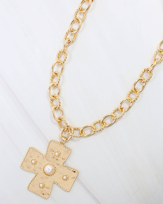 Cayce Small Cross Charm Necklace Gold: Default