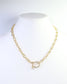 Bianca CZ Pave Horsebit Link Necklace WR Gold