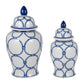 Ceramic Links Lidded Decorative Temple Jar - Blue, 14 in.