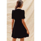 CHRISTMAS HOLIDAY VELVET RUFFLED MINI DRESS: BLACK / M