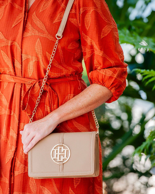 Cecilia Circle Logo Handbag Taupe: