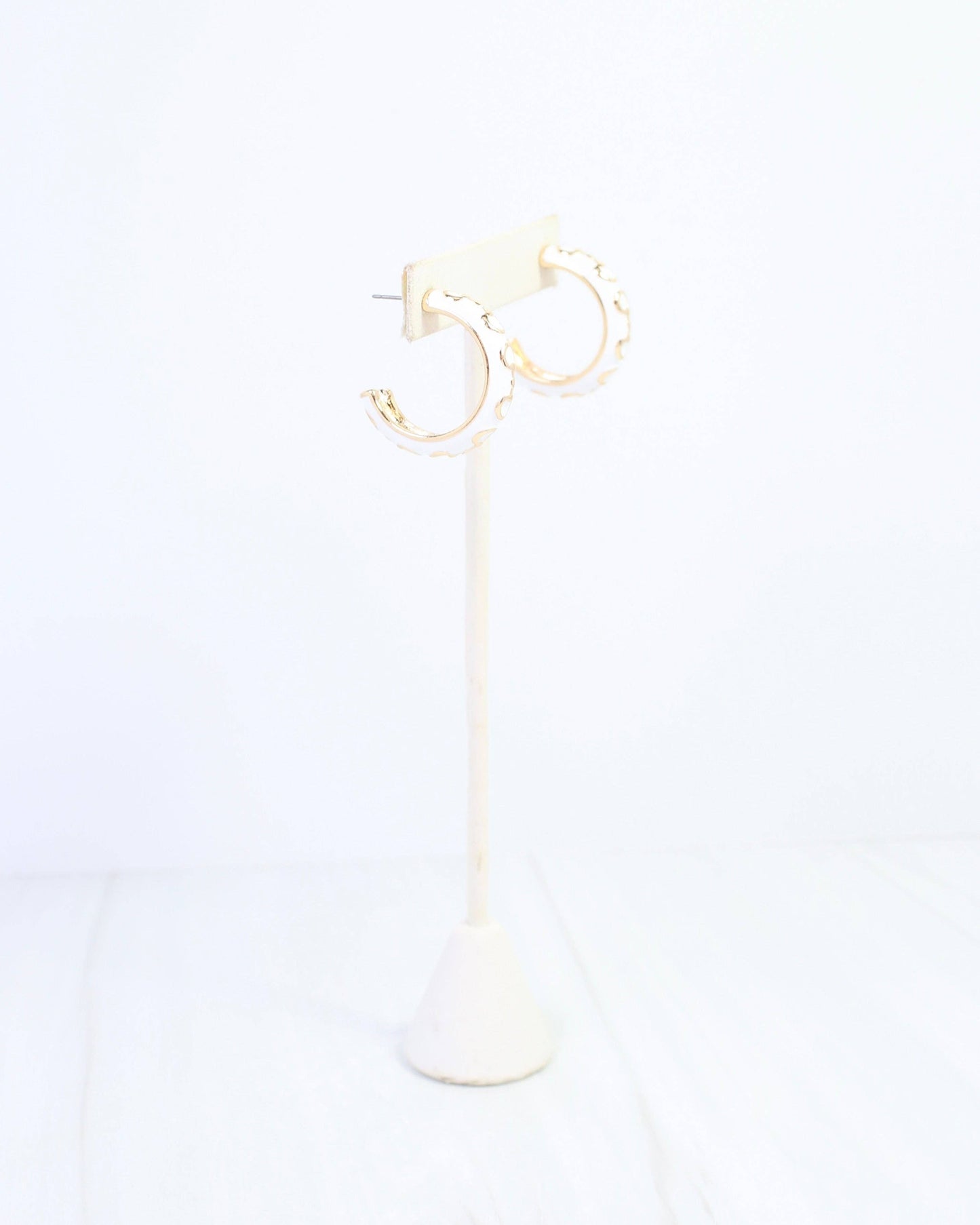 Kaylene Horsebit Hoop Earring White