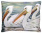 Three Pelicans Swimming Indoor/Outdoor Pillow - 19"x24"