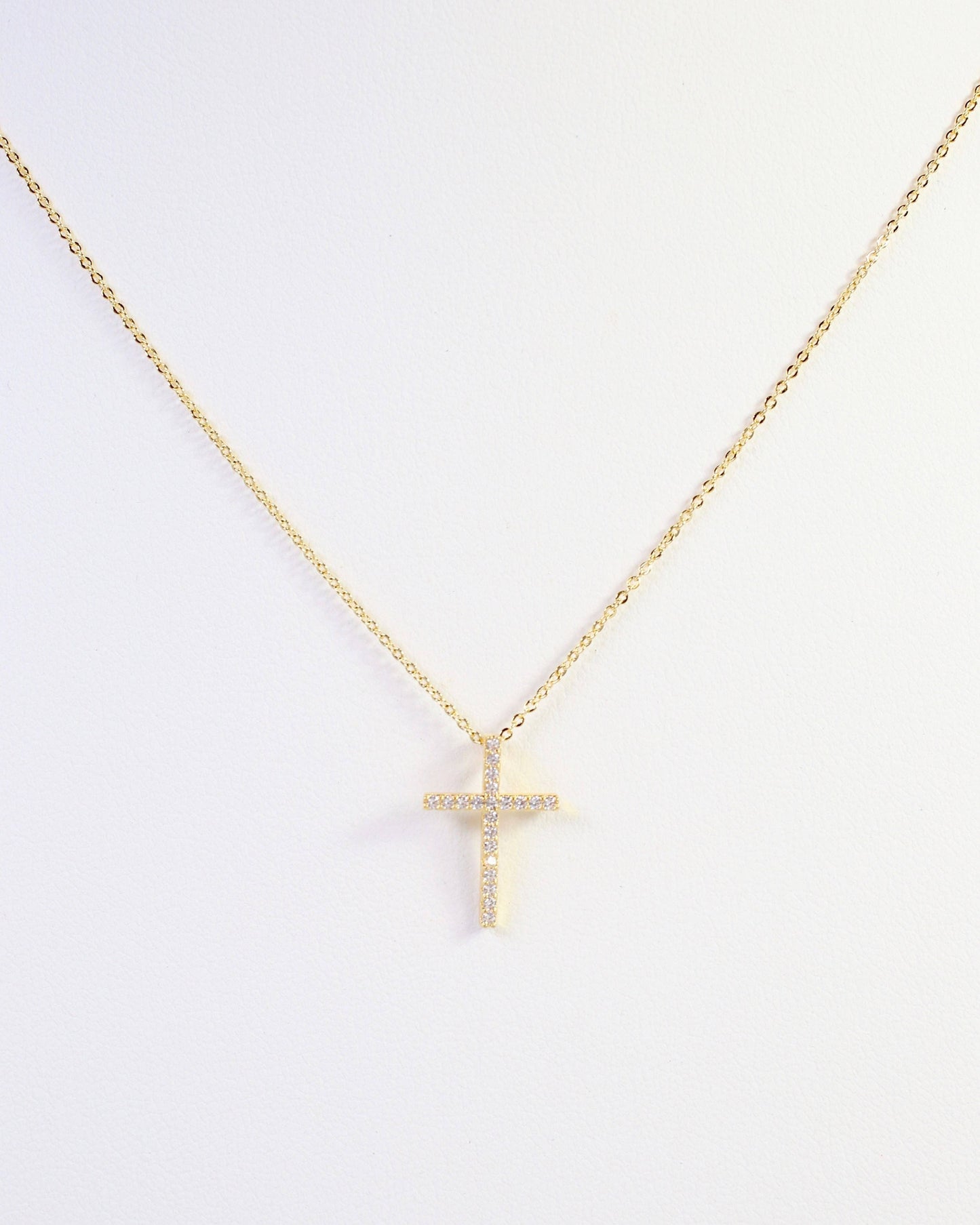 Millville CZ Pave Cross Necklace Gold