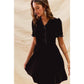 CHRISTMAS HOLIDAY VELVET RUFFLED MINI DRESS: BLACK / M