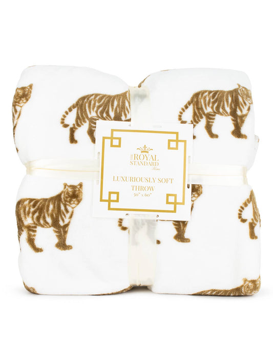 Tiger Prowl Throw   Taupe/White   50x60