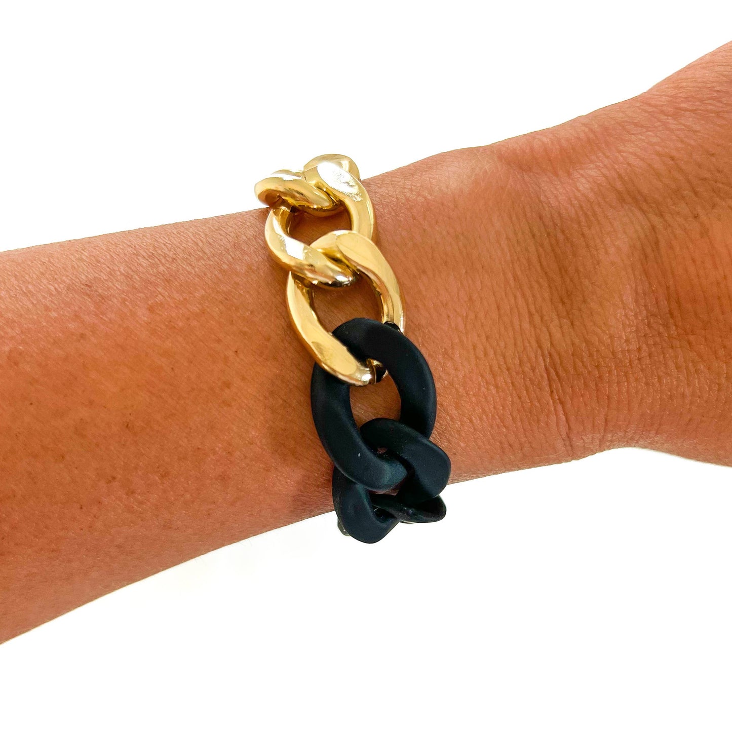 All Chunky Acrylic Chain Link Bracelet: Matte Mauve