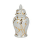 Decorative Temple Jar - White Ceramic Gold Cherry, 14 in.
