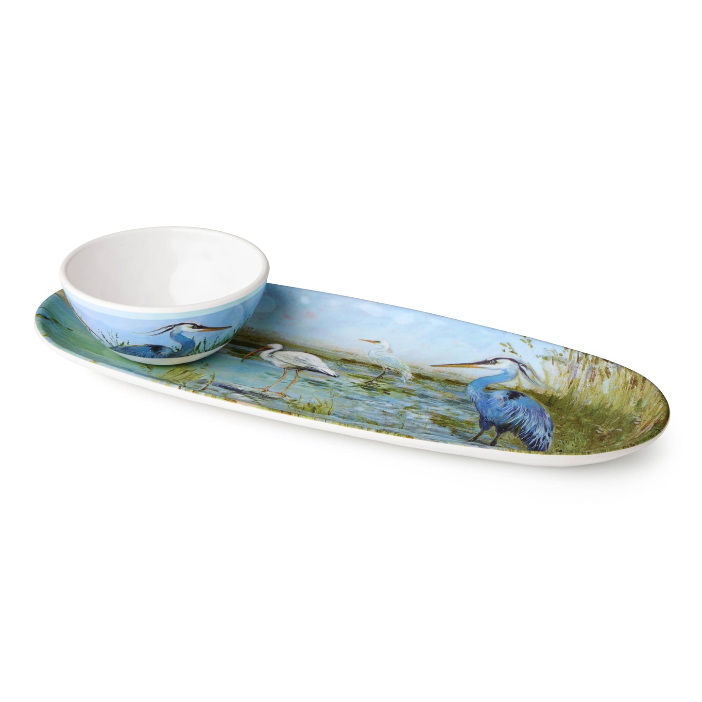 Coastal Birds Melm Oval Tray 15in x 6 w/ Bowl