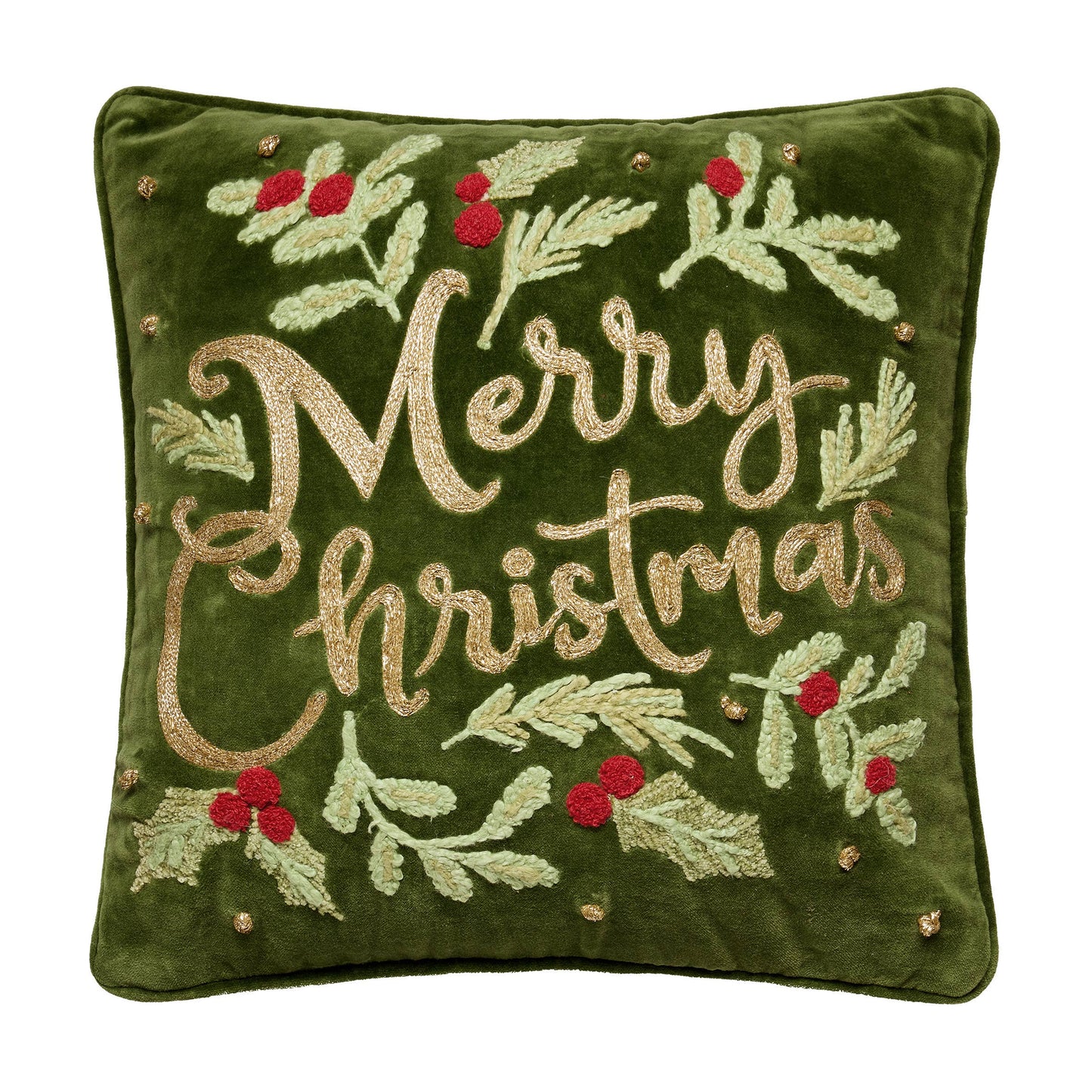 Merry Christmas Embroidered Pillow