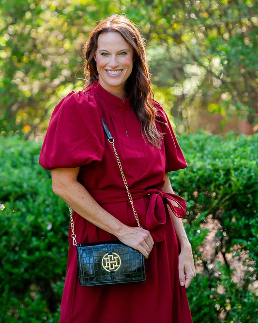 Cecilia Circle Logo Handbag Black Patent EC: