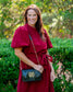 Cecilia Circle Logo Handbag Black Patent EC: