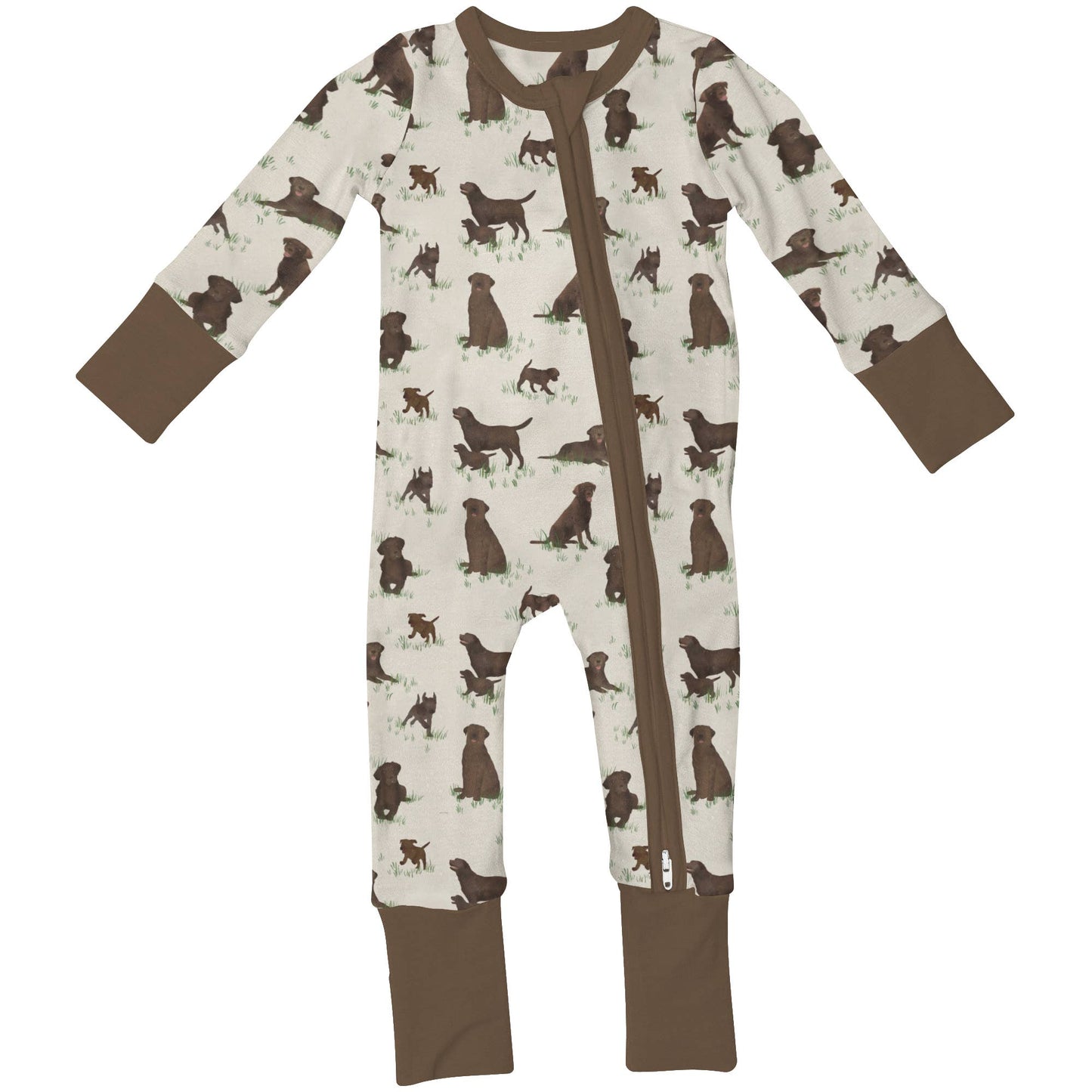Chocolate Lab Dogs - Convertible Zip PJs: 0-3 MONTHS
